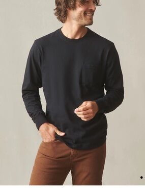 American Giant Men's Long Sleeve Pocket Tee navy blue - medium